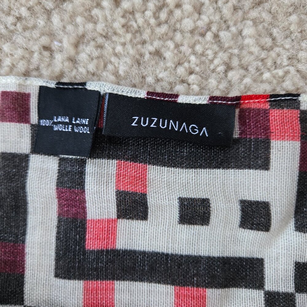 100% wool scarf geometric pattern - image 2